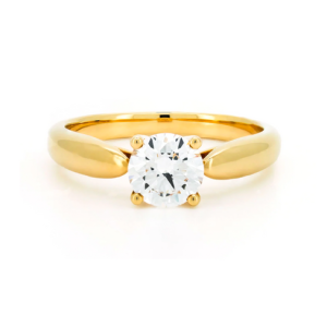 3 stone baguette ring RD 0.87 E VS2 IGI in white gold