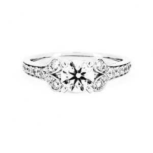 Ballerina ring RD 0.72 F VVS1 IGI in white gold