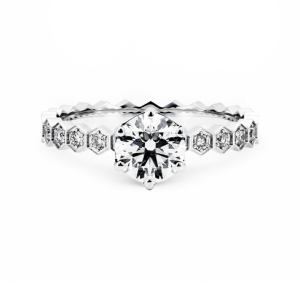 Bee hive pave ring RD 0.75 E VVS2 IGI in white gold