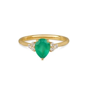 Baguette Green Quartz Ring - Sterling Silver